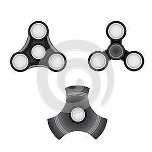 Fidget Spinner set. Morden stress relieving toy icon. photo