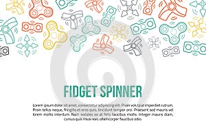 Fidget spinner site header with outline icons in colorful style. Ready for promotion