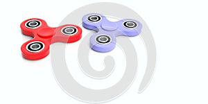 Fidget spinners on white background. 3d illustration