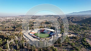 Field areal view of malvinas argentinas world cup stadium, mendoza province, argentina