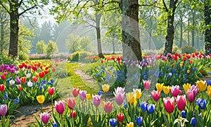 field colorful tulipps photo