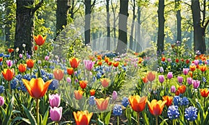 field colorful tulipps photo