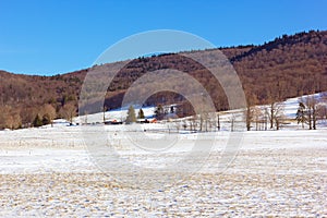 A field for cross-country skiing trail in West Virginia, USA.