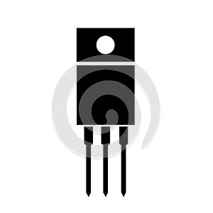 Field effect transistor icon on white background. power transistor sign. common electronics part on flat design. flat style