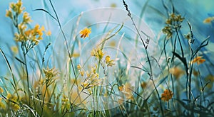 field of flowersfield of grass grass and sky
