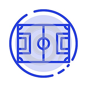 Field, Football, Game, Pitch, Soccer Blue Dotted Line Line Icon