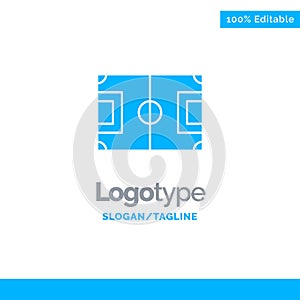 Field, Football, Game, Pitch, Soccer Blue Solid Logo Template. Place for Tagline