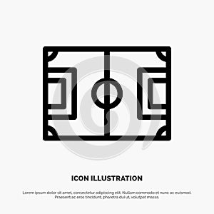 Field, Football, Game, Pitch, Soccer Line Icon Vector