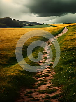 Field footpath drawing vintage storm cinematic