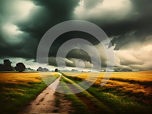 Field footpath drawing vintage storm cinematic