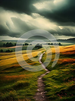 Field footpath drawing vintage storm cinematic