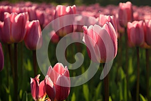 Field full of purple tulips