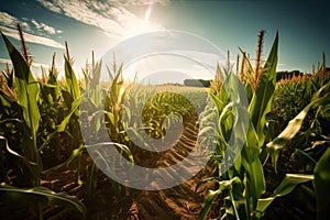 field of genetically modified crops, growing in the sun