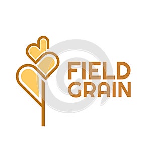 field grain wheat plant agriculture logo design illustration