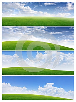 Field of grass and blue sky banners