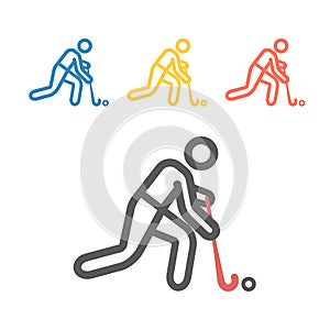 Field Hockey player line icon. Vector signs for web graphics