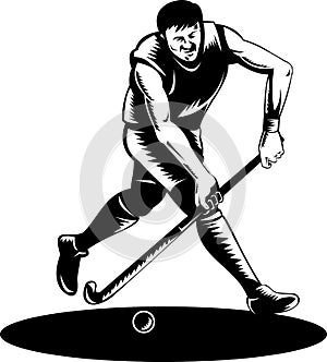 Field hockey player running