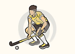 Field Hockey Sport Player Action Graphic Vector