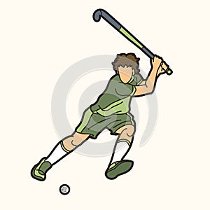 Field Hockey Sport Player Action Graphic Vector