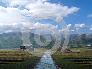 Field hut mountain and sky