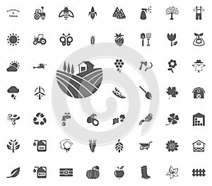 Field icon. Gardening and tools vector icons set