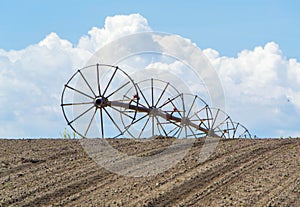 Field with irrigation system