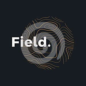 Field logo of topographic line map. Wood rings, vector line pattern of shape countour. Outline pattern for outdoor logo