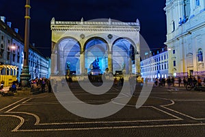 Field Marshals` Hall or Feldherrnhalle 1841 on Odeonsplatz, Munich, Germany