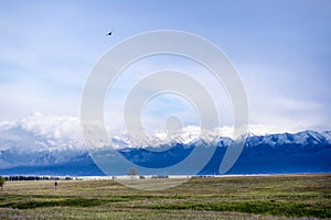 Field and mountaines view