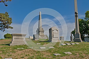 Field with old graves in Green-Wood cemetery, New York