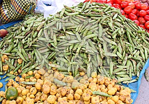 Field Peas and Olluco at Market photo