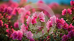 field pink and teal flowers photo