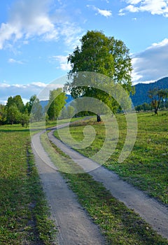 A field road in a mountain valley