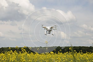 field scenery. Dron in action.