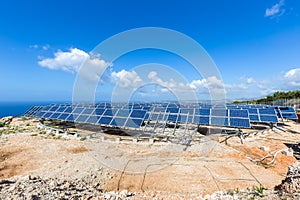 Field of solar collectors on rotatable construction