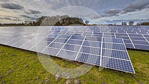 Field of solar energy panels clean energy background