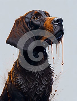 Field Spaniel Dog white background Splash Art 1