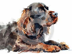 Field Spaniel watercolor isolated on white background