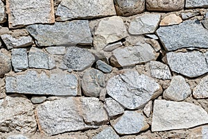 Field stones and mortar forming a rock wall