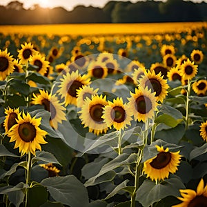 Field of sunflowers - ai generated image