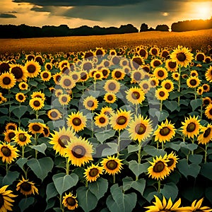 Field of sunflowers - ai generated image