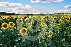 Field of sunflowers in summer