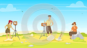 Field survey flat vector illustration