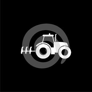 Field Tractor icon flat style illustration for web isolated on dark background