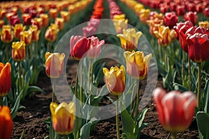 a field of tulips with the words tulips in the background Radiant Blooms Exploring the Enchanting