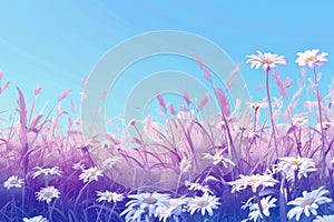 Field of White Daisies Under Blue Sky