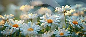 Field of White Daisies With Yellow Centers photo