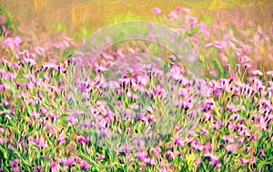 Field of wildflowers. Abstract art. Impressionistic. Photo art.