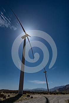 Field of wind turbines generating green energy