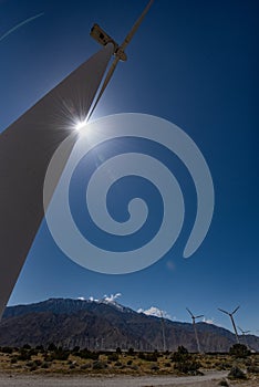 Field of wind turbines generating green energy